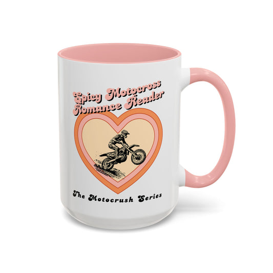 Spicy Motocross Romance Coffee Mug, 11 oz mug.