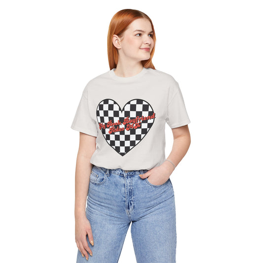 Motocross Romance Heart Tee, Checkered Heart Shirt, Book Boyfriend Moto Top.