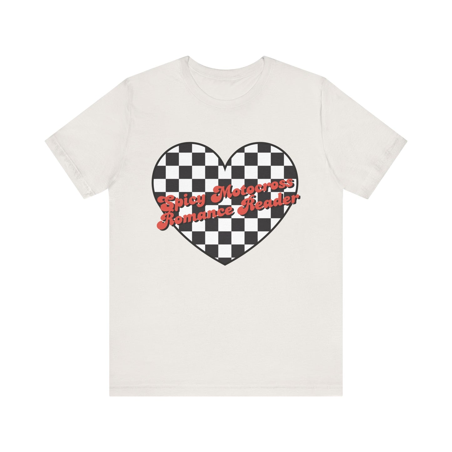 Checkered Heart Spicy Motocross Romance Reader Short Sleeve Tee