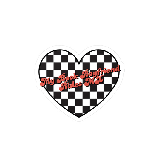 Kiss-Cut Vinyl Decals "My Book Boyfriend Rides MX"