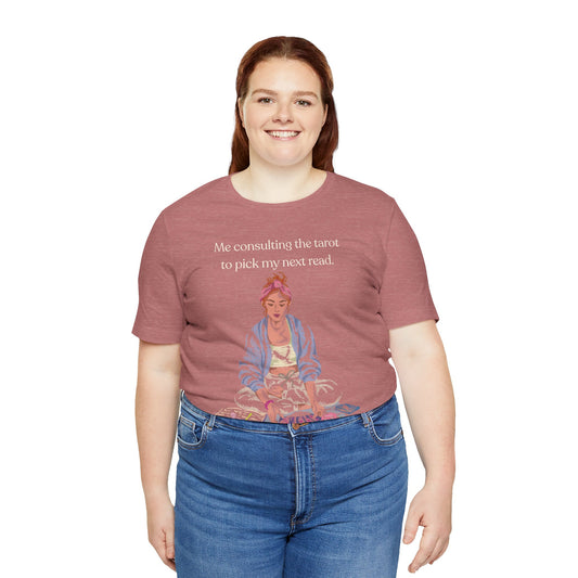 Quirky Tarot Book Lover Unisex Tee, Short Sleeve T-Shirt, Reader Gift, Literary Apparel