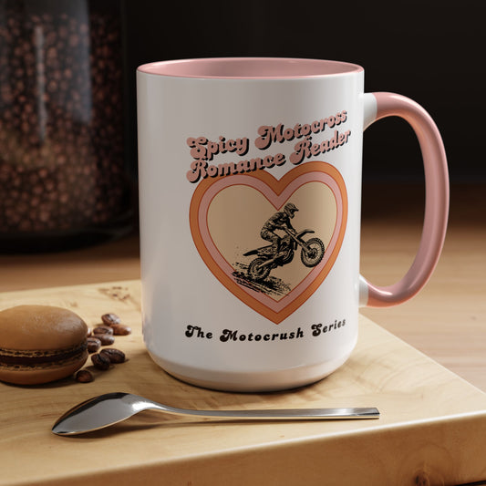 Spicy Motocross Romance Coffee Mug, 11 oz mug.